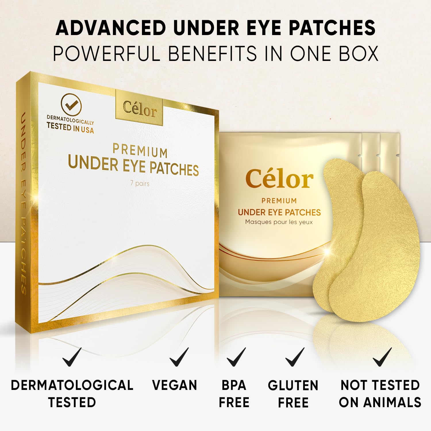 Premium Under Eye Patches Enriched with Hyaluronic Acid, Caffeine, Tea Tree & Collagen