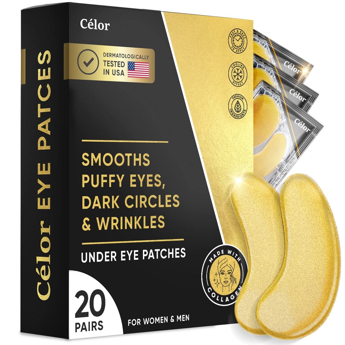 Golden Under Eye Patches - Under Eye Mask with Amino Acid & Collagen