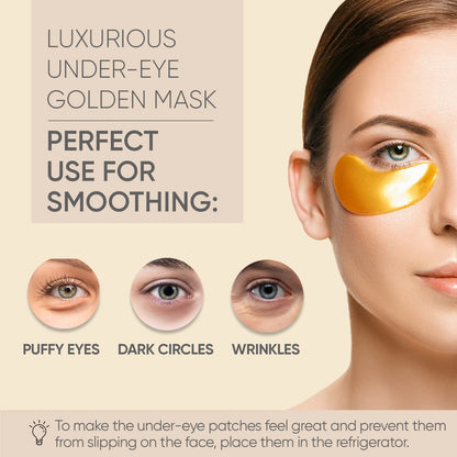Under Eye Patches - Golden Under Eye Mask Amino Acid &amp; Collagen, Under Eye Mask for Face Care, Eye Masks for Dark Circles and Puffiness, Under Eye Masks for Beauty &amp; Personal Care