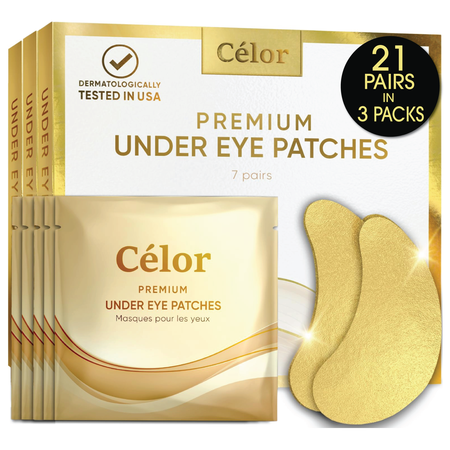 Premium Under Eye Patches Enriched with Hyaluronic Acid, Caffeine, Tea Tree &amp; Collagen